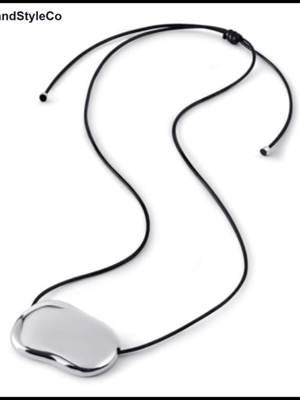 Chunky Gold Plated Pebble Pendant Necklace Adjustable Black Cord Minimalist